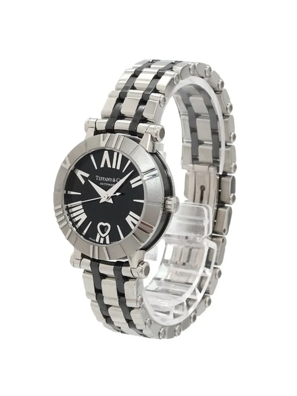 Tiffany & Co Atlas 68 Watch Heart Date Black Automatic